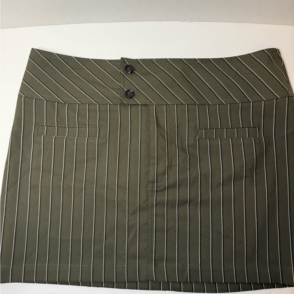 Gianni Bini Pinstripe Mini Skirt Green